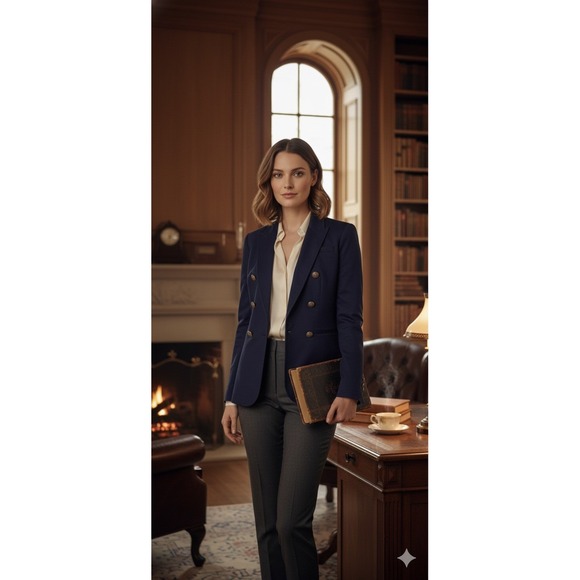 Banana Republic Jackets & Blazers - Banana Republic Women's Navy Blue Double Breasted Blazer Brass Buttons Size‎ 2